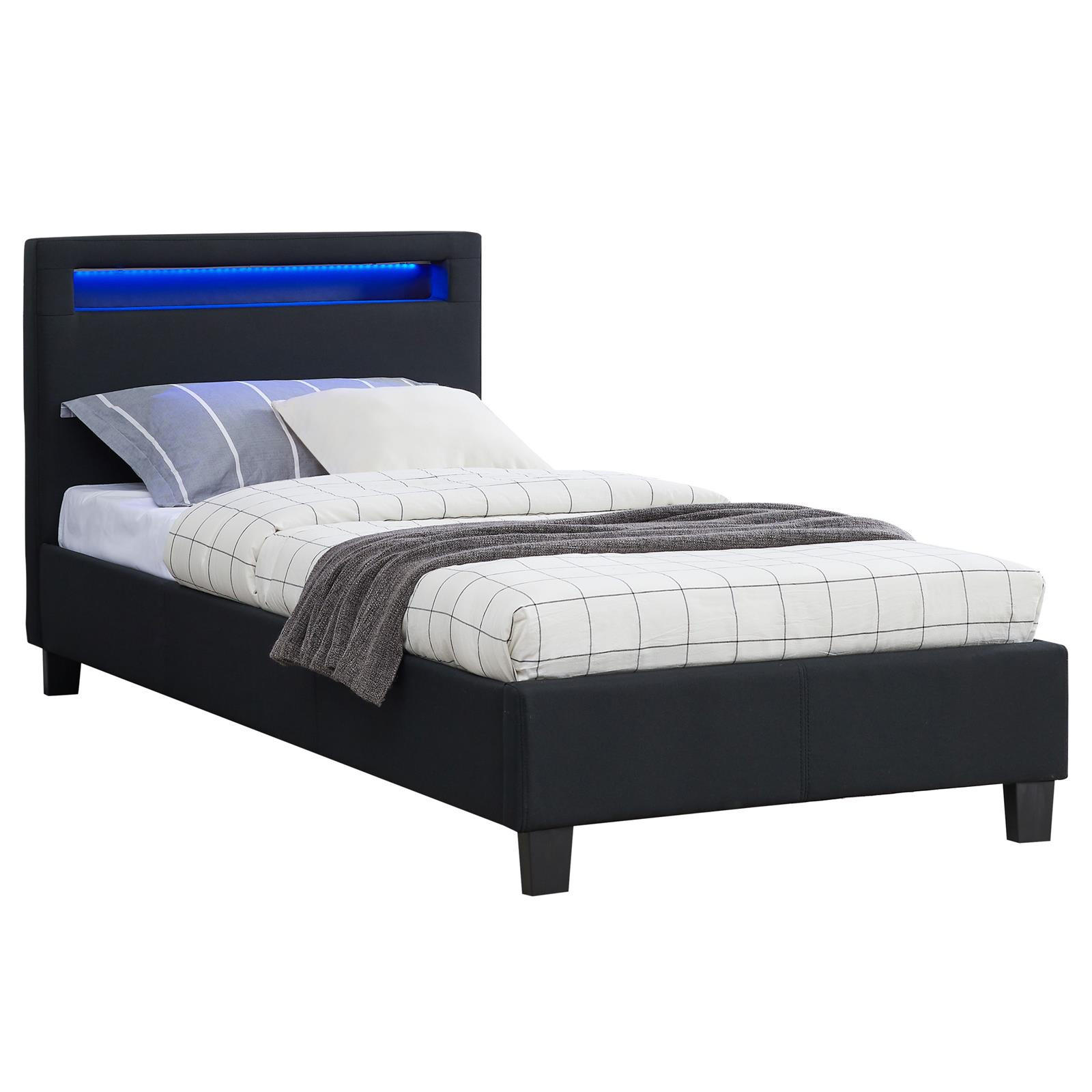 POLSTERBETT MIT LED HIMALAYA 90X200 CM - Schwarz, Textil (90/200cm) - CARO-Möbel