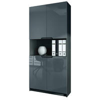 BÜROSCHRANK Logan Fronten in Grau Hochglanz - Grau, Holzwerkstoff (82/184/37cm) - Vladon