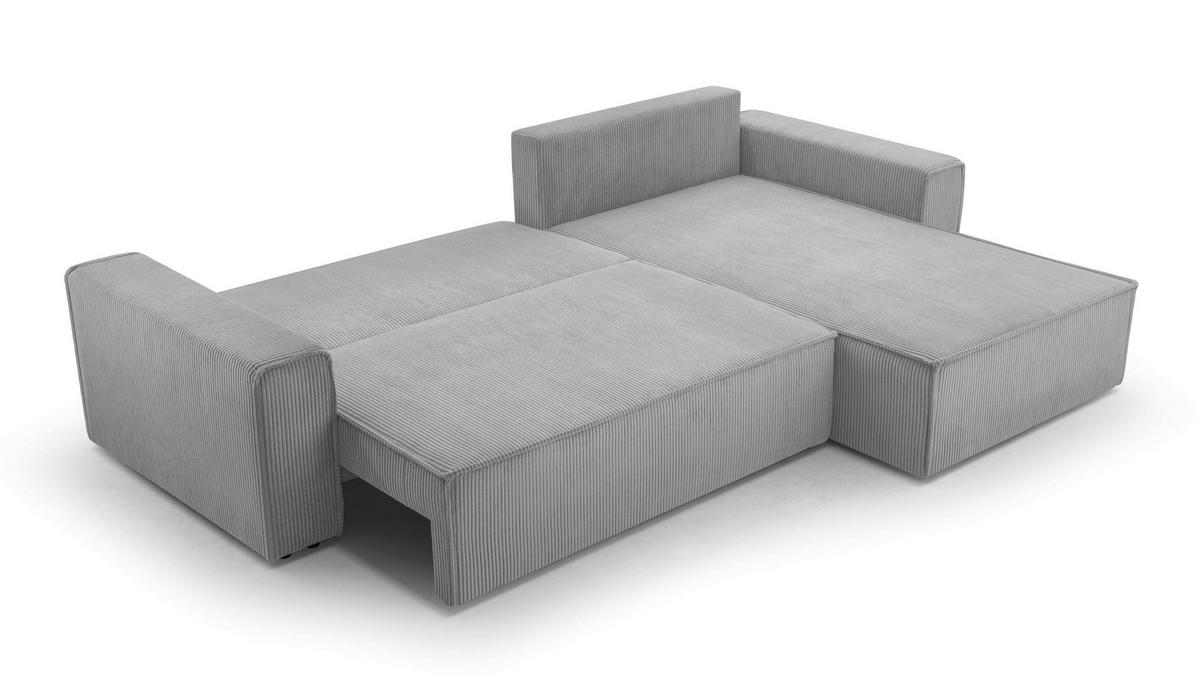 ECKSOFA L Form Cedria Hellgrau 287/145/85 cm mit Schlaffunktion - Hellgrau/Schwarz, Kunststoff/Textil (287/145cm) - AX Living