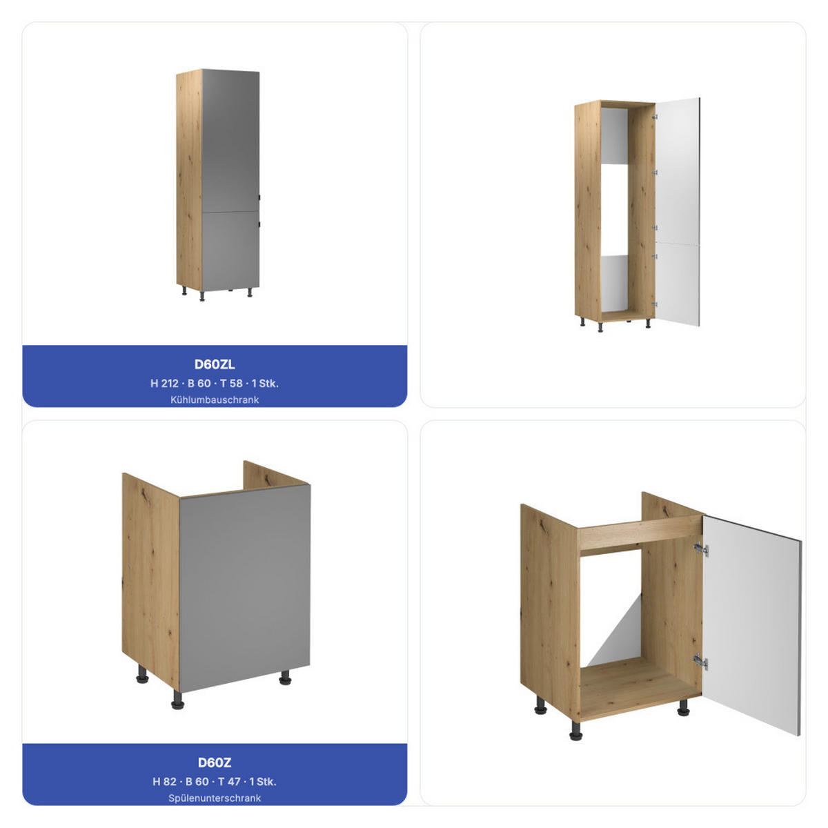 KÜCHENZEILE 300 cm - Langen KL17-M300 - in Beige/ Matt - Beige, Holz (460/212/58cm)