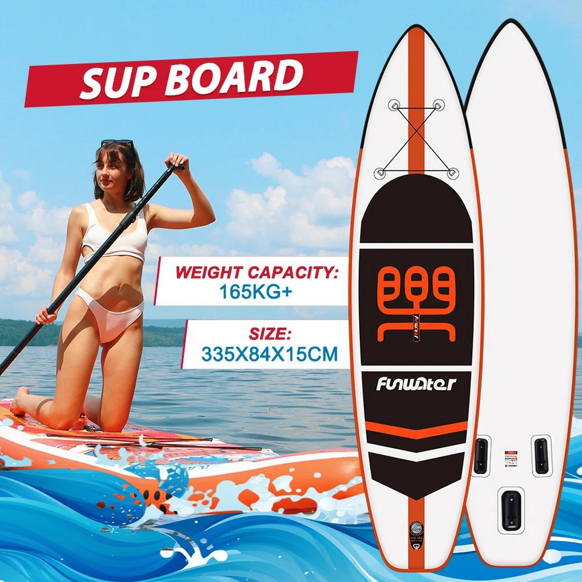 STAND UP PADDLE BOARD SUPFW03A(335×84×15CM) Orange - Orange, Kunststoff (335/84cm) - Kaket