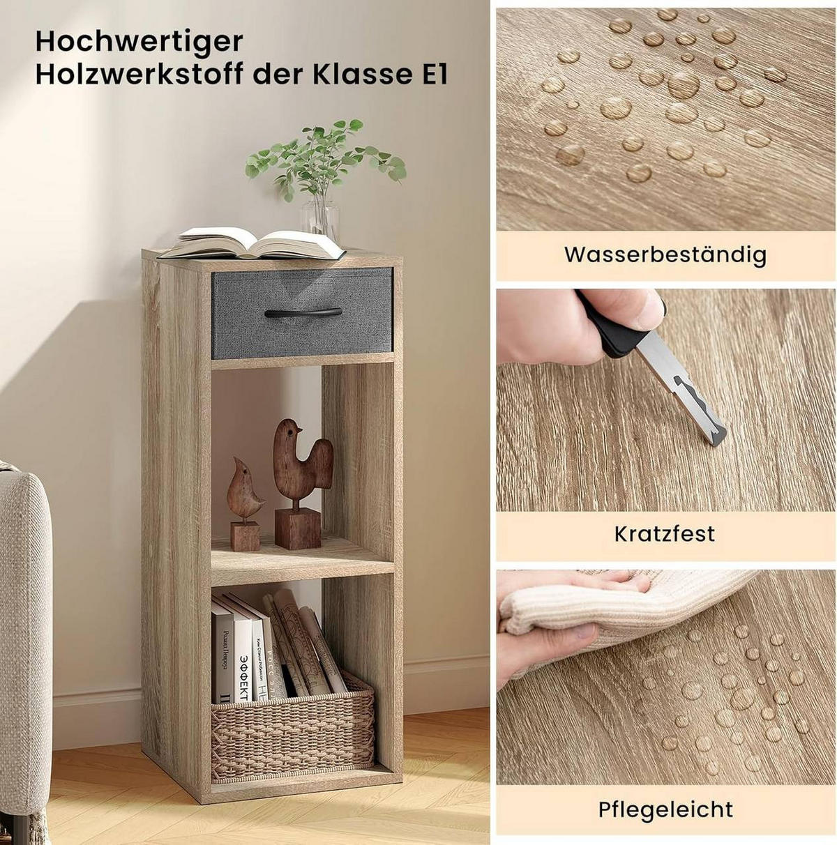 BÜCHERREGAL mit 3 Ebenen, 32.4x80x30 cm, Helle Eiche - Eichefarben, Holzwerkstoff/Textil (32.4/80/30cm) - Woltu