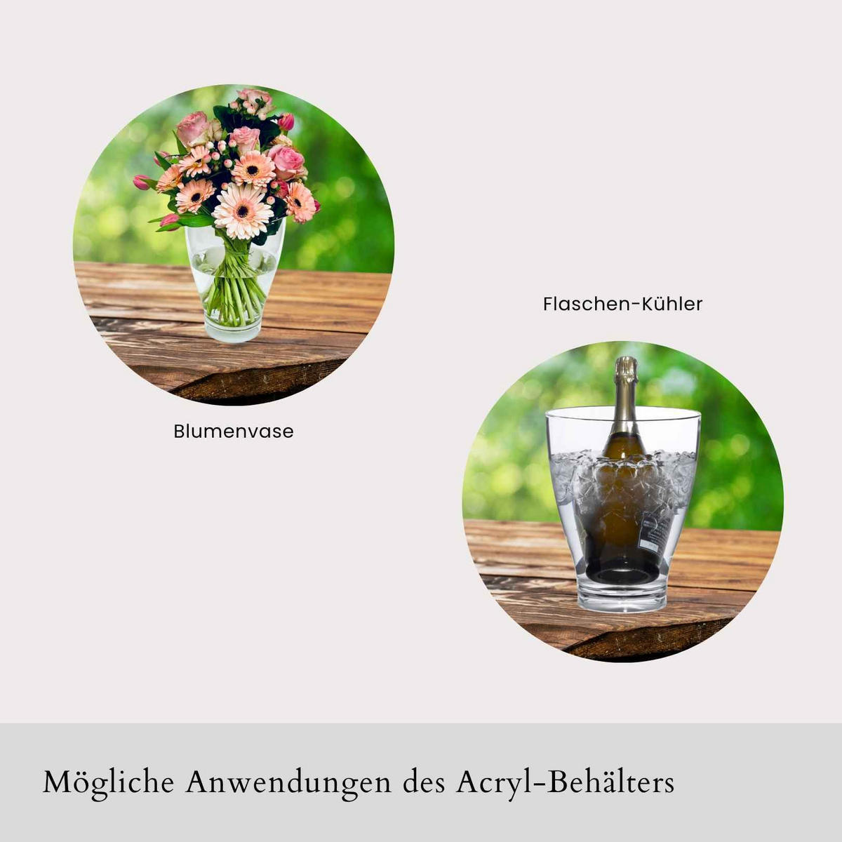 BEISTELLTISCH MIT ACRYL-KÜHLER Milano Champagner/Schwarz 40 cm - Champagner/Schwarz, Kunststoff (55/55/40cm) - COOTAB Cooler Table