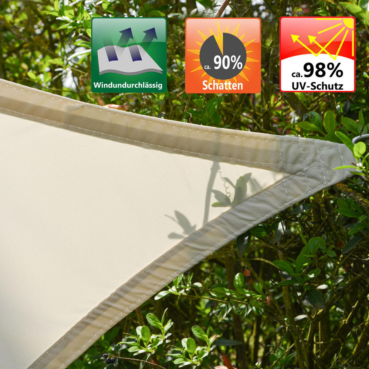 UV-SONNENSEGEL 1/2 m, Rechteckig, Wasserdicht, Beige - Beige, Kunststoff (100/200cm) - Amanka