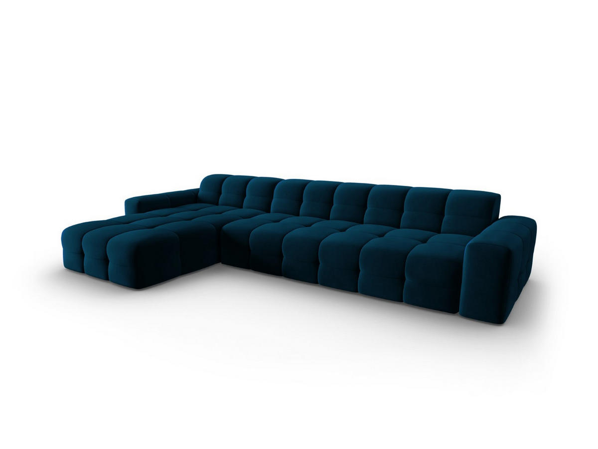 ECKSOFA links Kendal aus Samt marineblau 5 Sitzplätze - Blau, Textil (173/357cm) - Micadoni