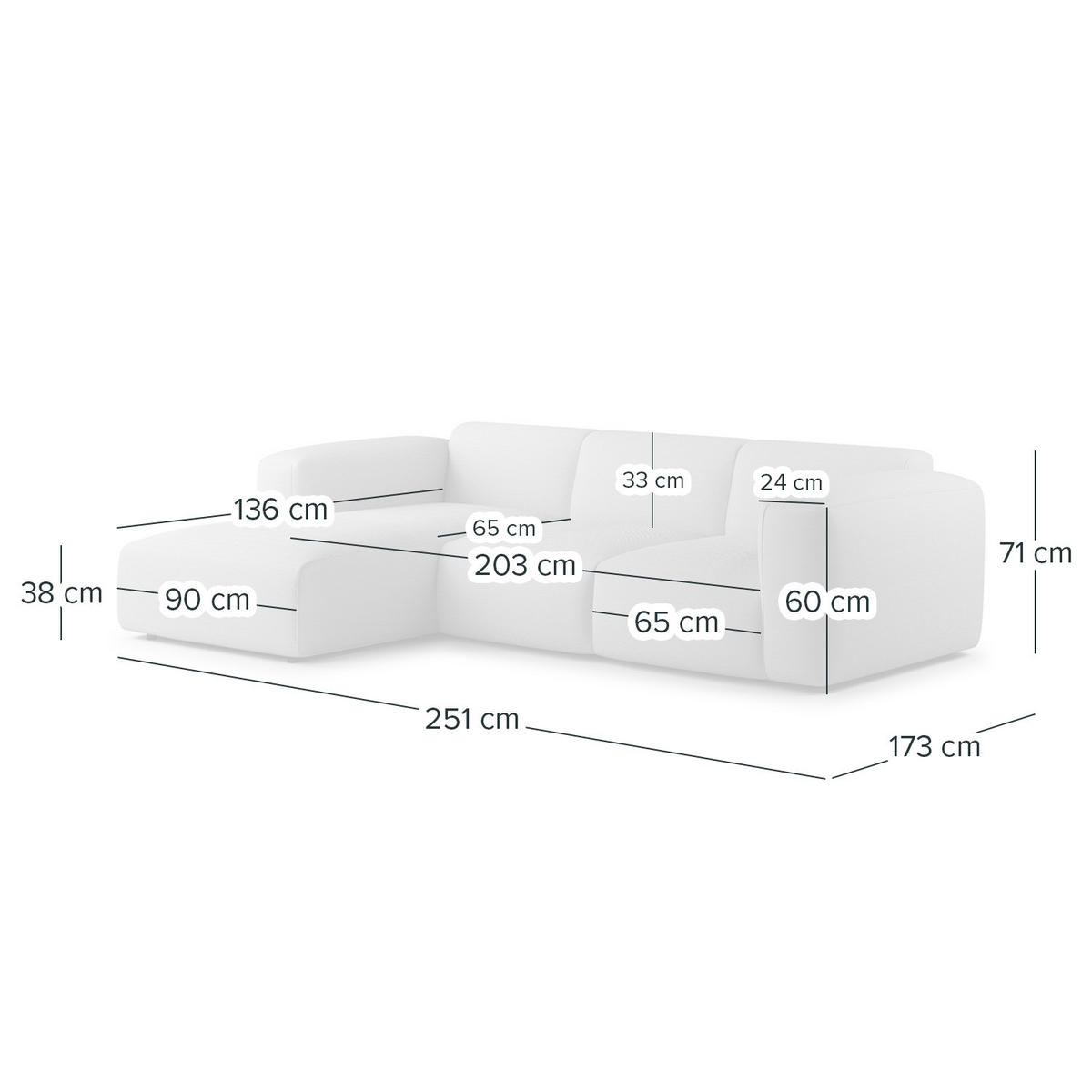 3-SITZER ECKSOFA mit Longchair - Schwarz/Grau, Textil (251/173cm) - home24