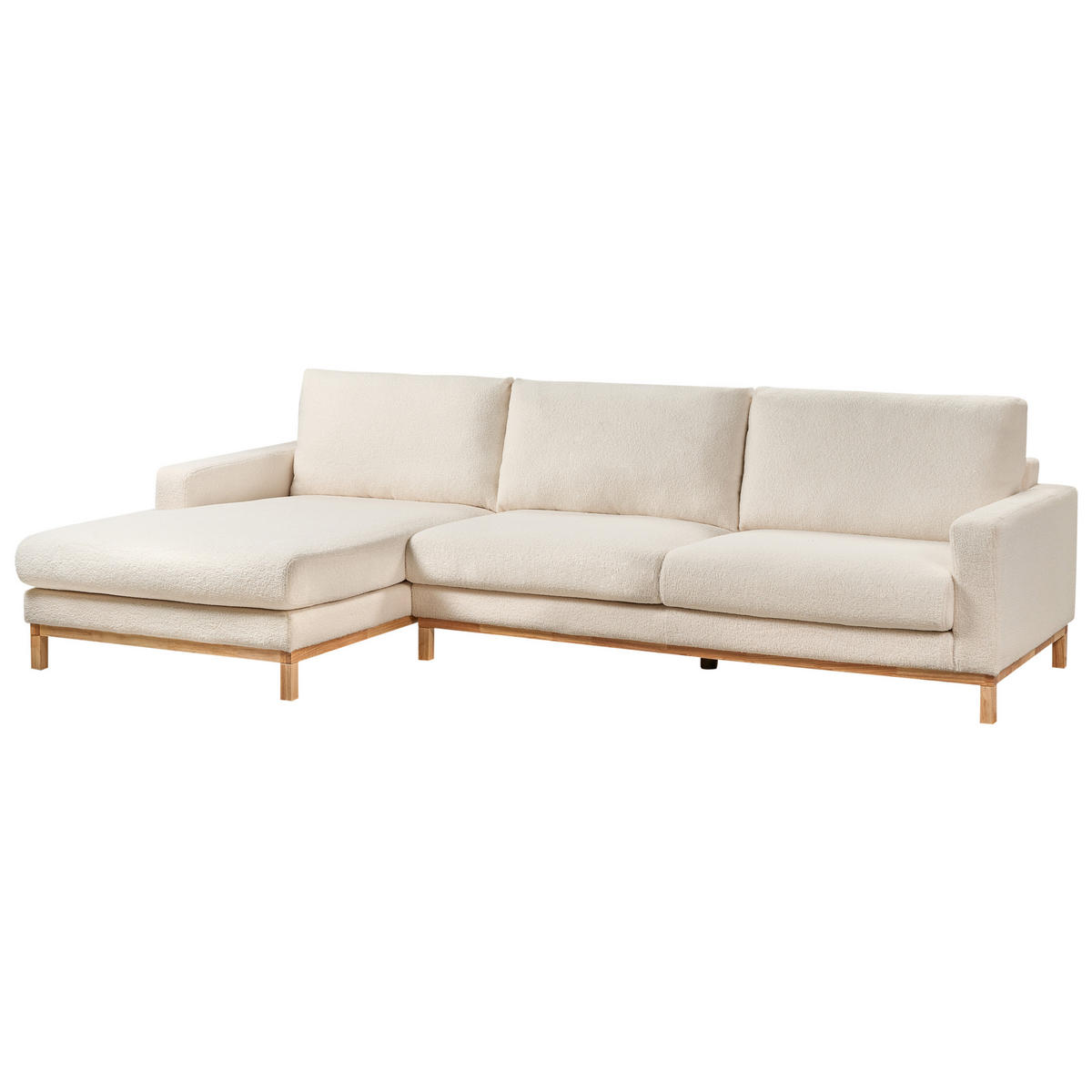 ECKSOFA 4-Sitzer Bouclé Weiß rechtsseitig Siggard - Weiß/Braun, Textil (296/163cm) - Beliani