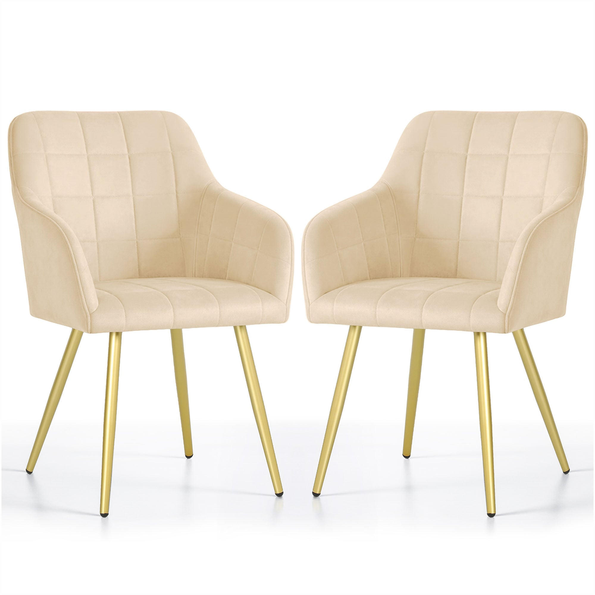 POLSTERSTUHL 2er Set, Metallbeine Beige, Gold 54/82/58 - Beige, Textil (54/82/58cm) - RAUMHIRSCH FURNITURE