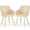 POLSTERSTUHL 2er Set, Metallbeine Beige, Gold 54/82/58 - Beige, Textil (54/82/58cm) - RAUMHIRSCH FURNITURE