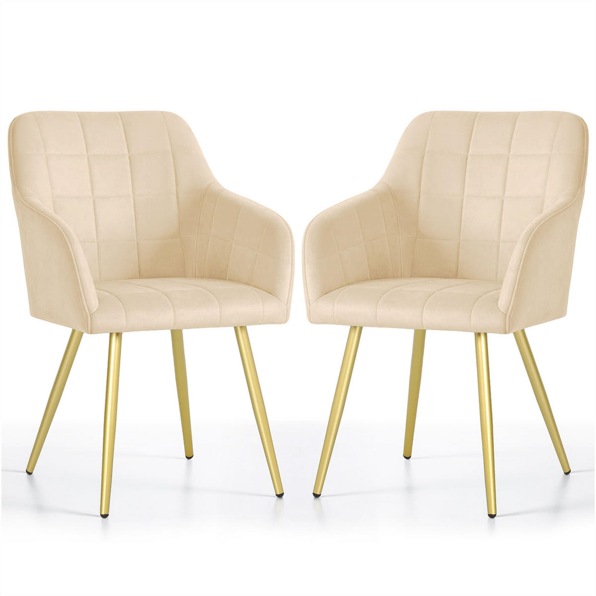 POLSTERSTUHL 2er Set, Metallbeine Beige, Gold 54/82/58 - Beige, Textil (54/82/58cm) - RAUMHIRSCH FURNITURE