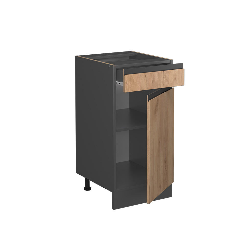 KÜCHENUNTERSCHRANK R-Line Goldkraft Eiche 40 cm AP Marmor - Anthrazit/Eiche Wotan, Holzwerkstoff (40/81.6/60cm) - Vicco