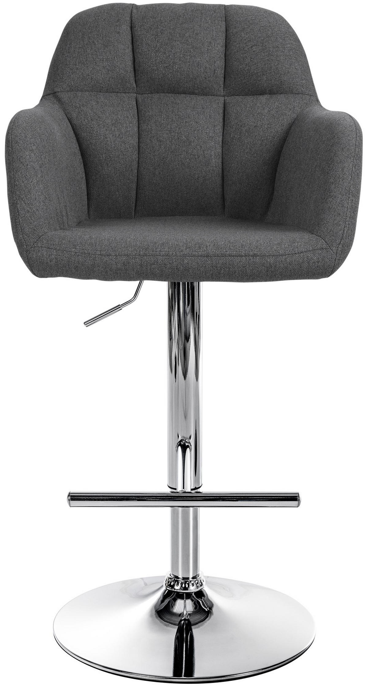 BARHOCKER Stoff dunkelgrau - Chromfarben/Dunkelgrau, Textil (57/97/59cm) - CLP