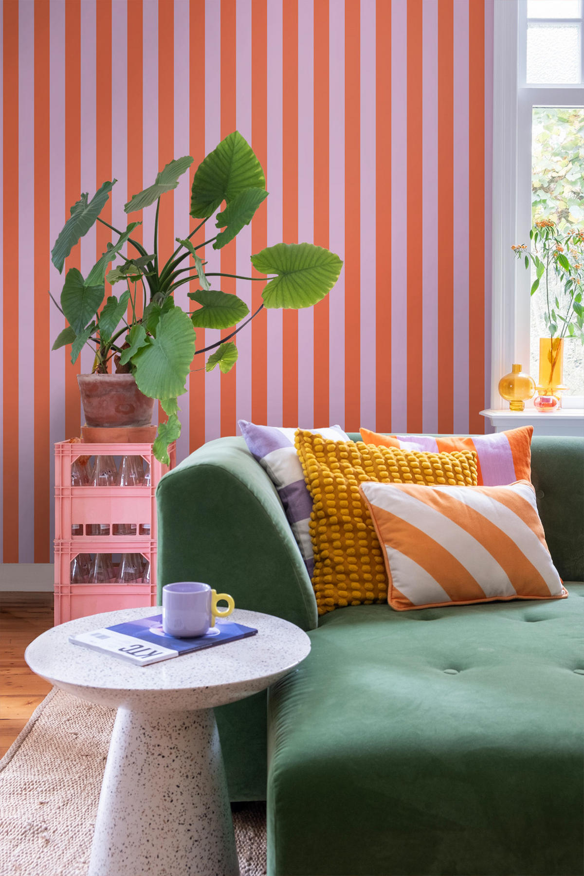 TAPETE Streifen 53 cm x 10.05 m - Orange, Papier (53/1000cm) - ESTAhome
