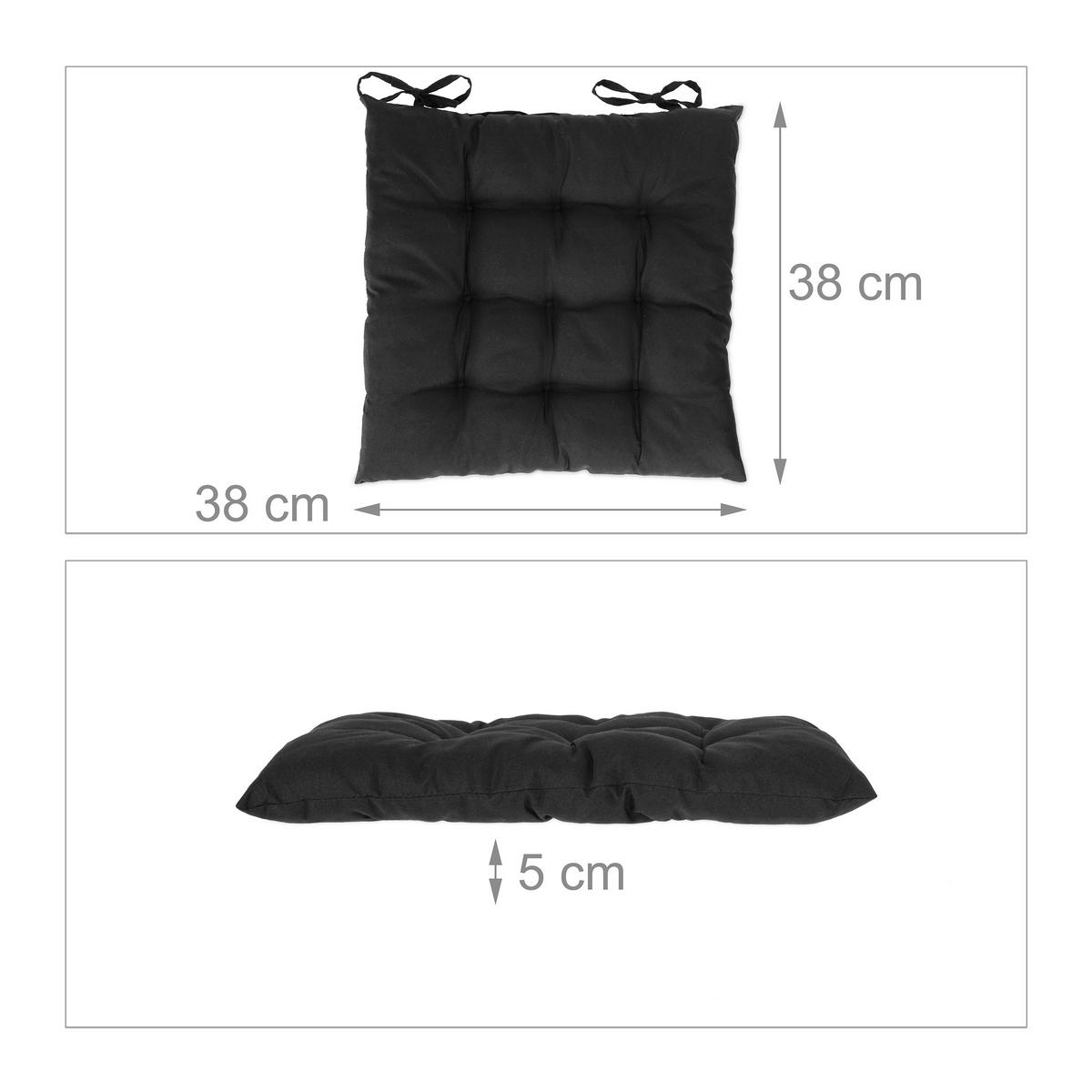 4XSTUHLKISSEN - Schwarz, Kunststoff/Textil (38/5/38cm) - Relaxdays