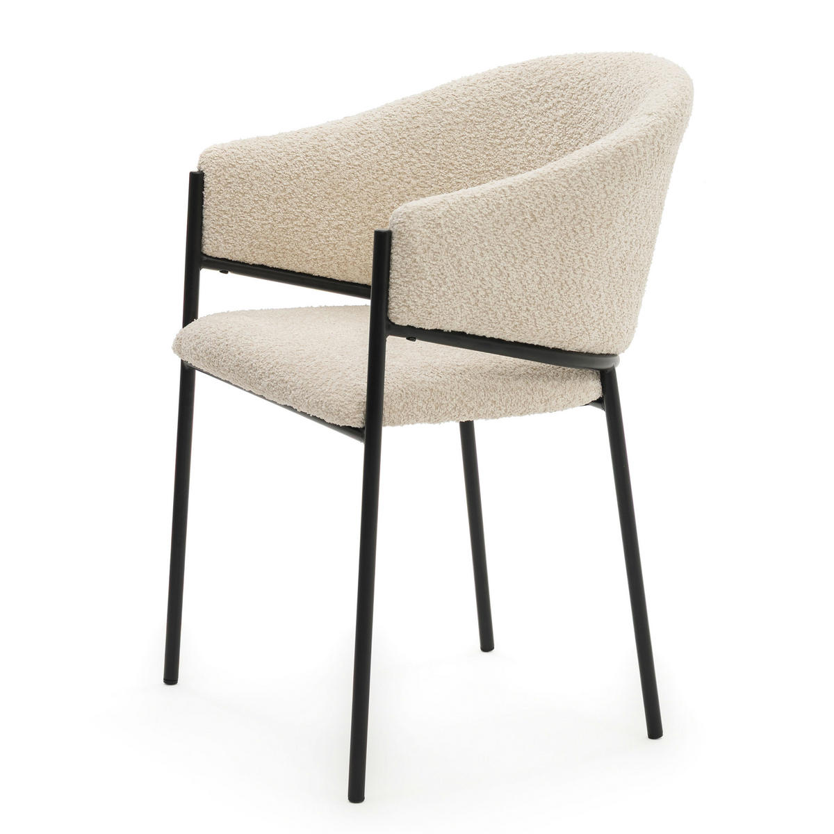STUHL BUENO gespolsterter - creme - Glamour Boucle Chenille - Creme/Schwarz, Textil/Metall (55/83/56cm) - NEW HOME