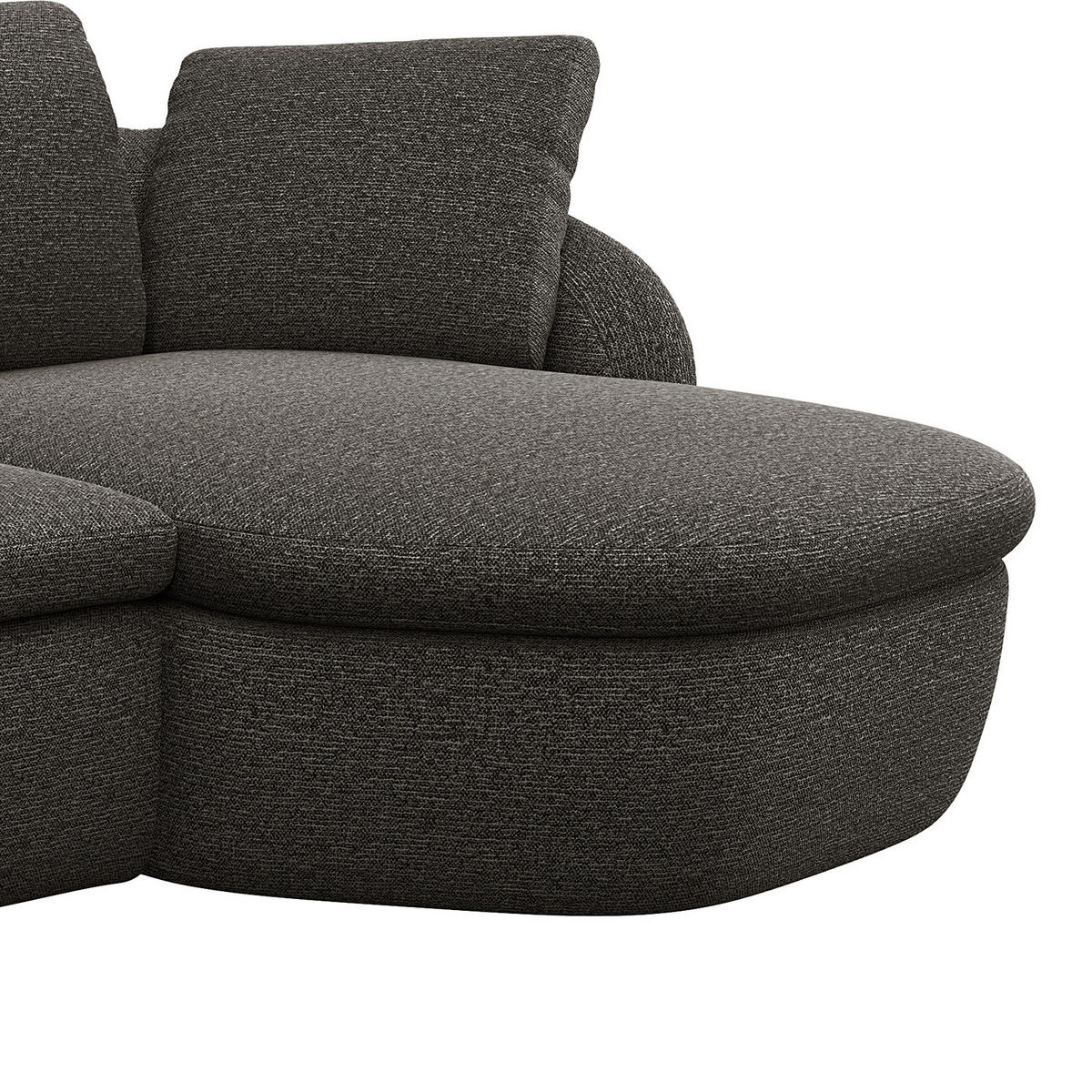 ECKSOFA mit Longchair - Anthrazit/Schwarz, Kunststoff/Textil (276/146cm) - home24