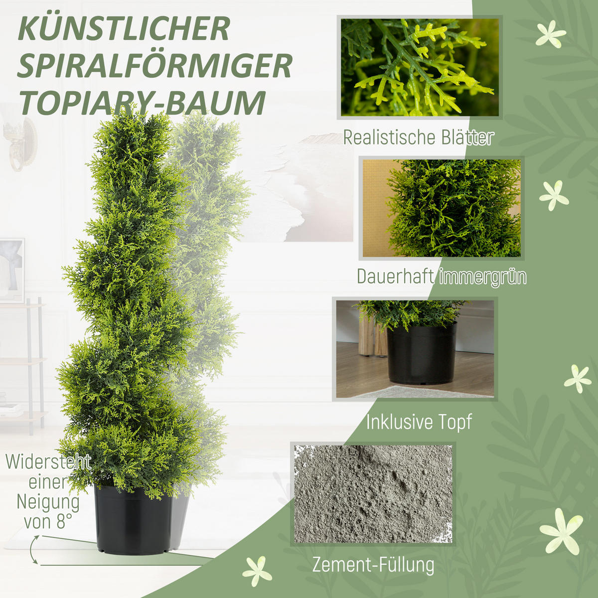 KÜNSTLICHE Pflanzen Grün 16.5/16.5/90.0cm - Grün, Kunststoff (90cm)