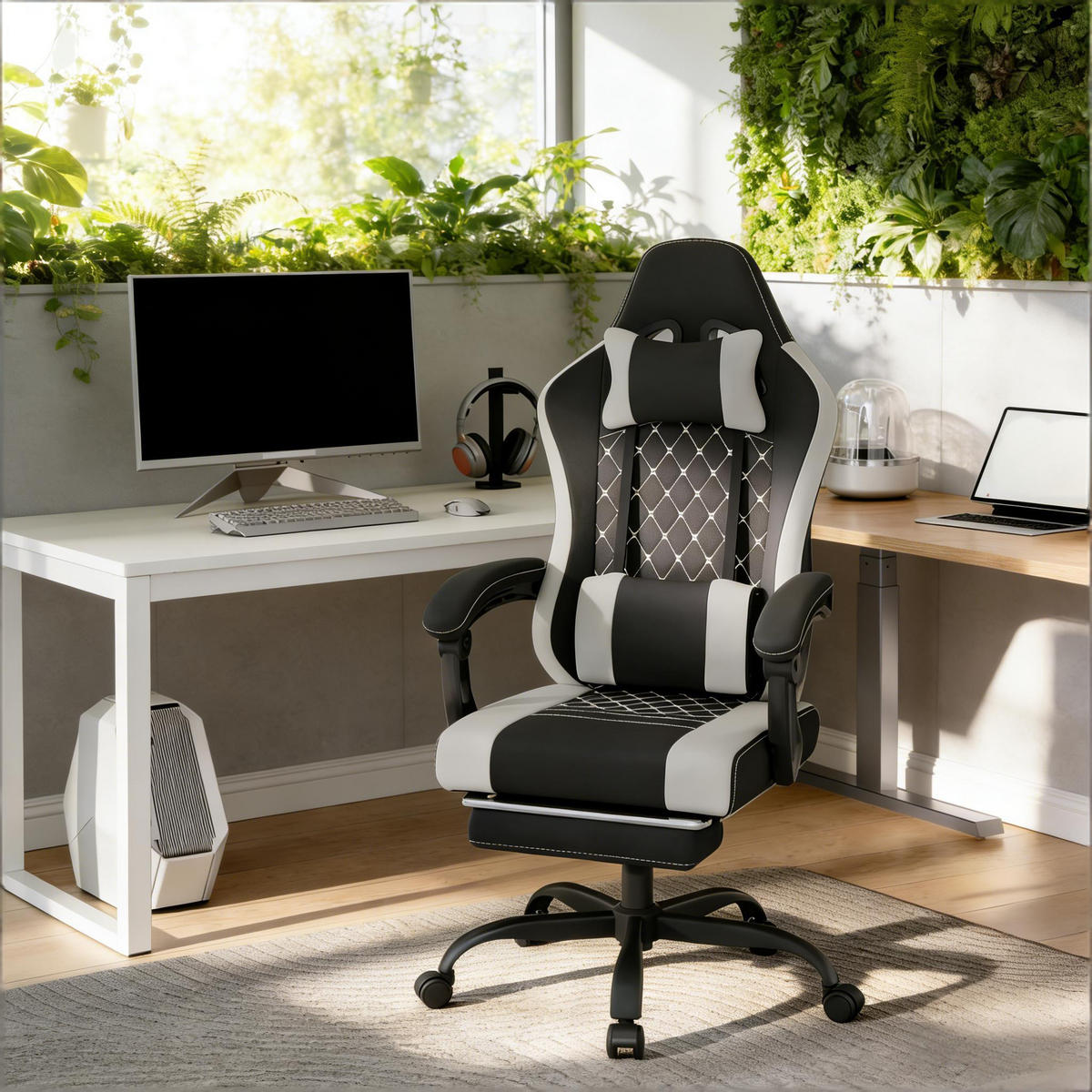 GAMINGSTUHL Schwarz/Grau 70/70/127 cm - Schwarz, Metall (70/127/70cm) - PANGIVO