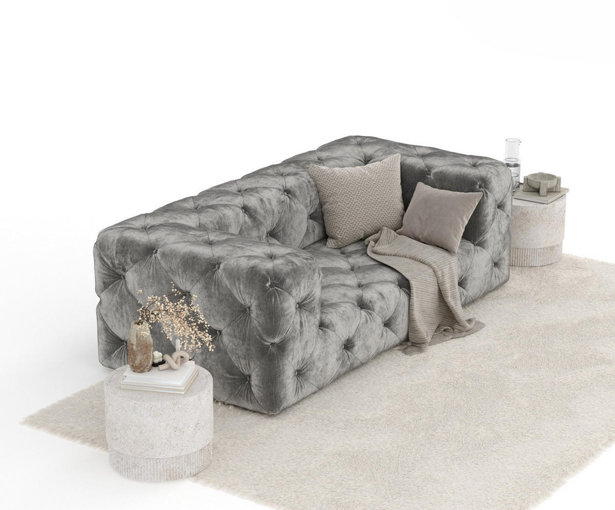 2-SITZER-SOFA Cosimo Grau Chenille - Schwarz/Grau, Holz/Holzwerkstoff (193/71/100cm) - Maison de Reve