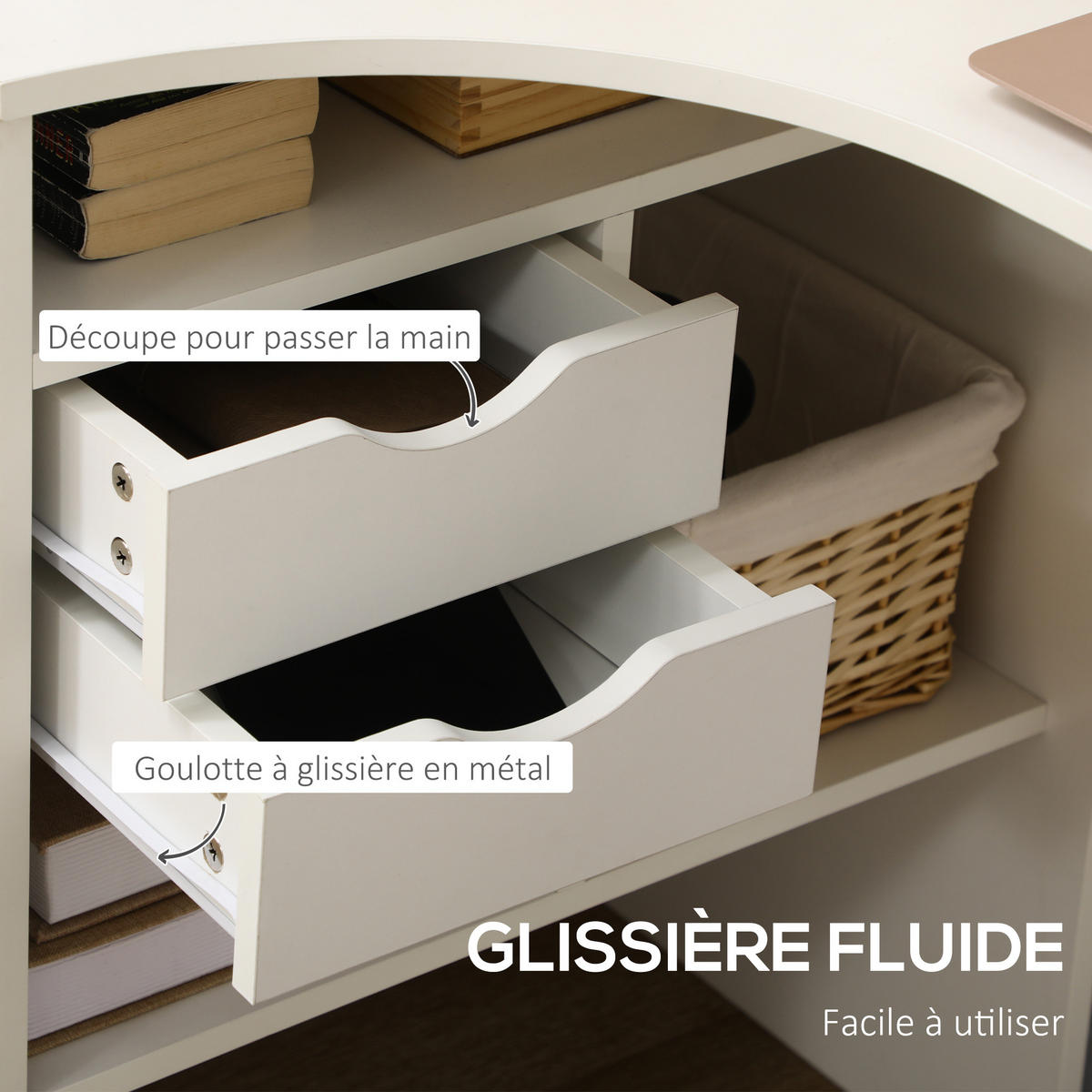ECKSCHREIBTISCH Weiß mit 2 Schubladen und 3 offenen Fächern 120/60/74 cm - Weiß, Holzwerkstoff (60/120/74cm) - PANGIVO