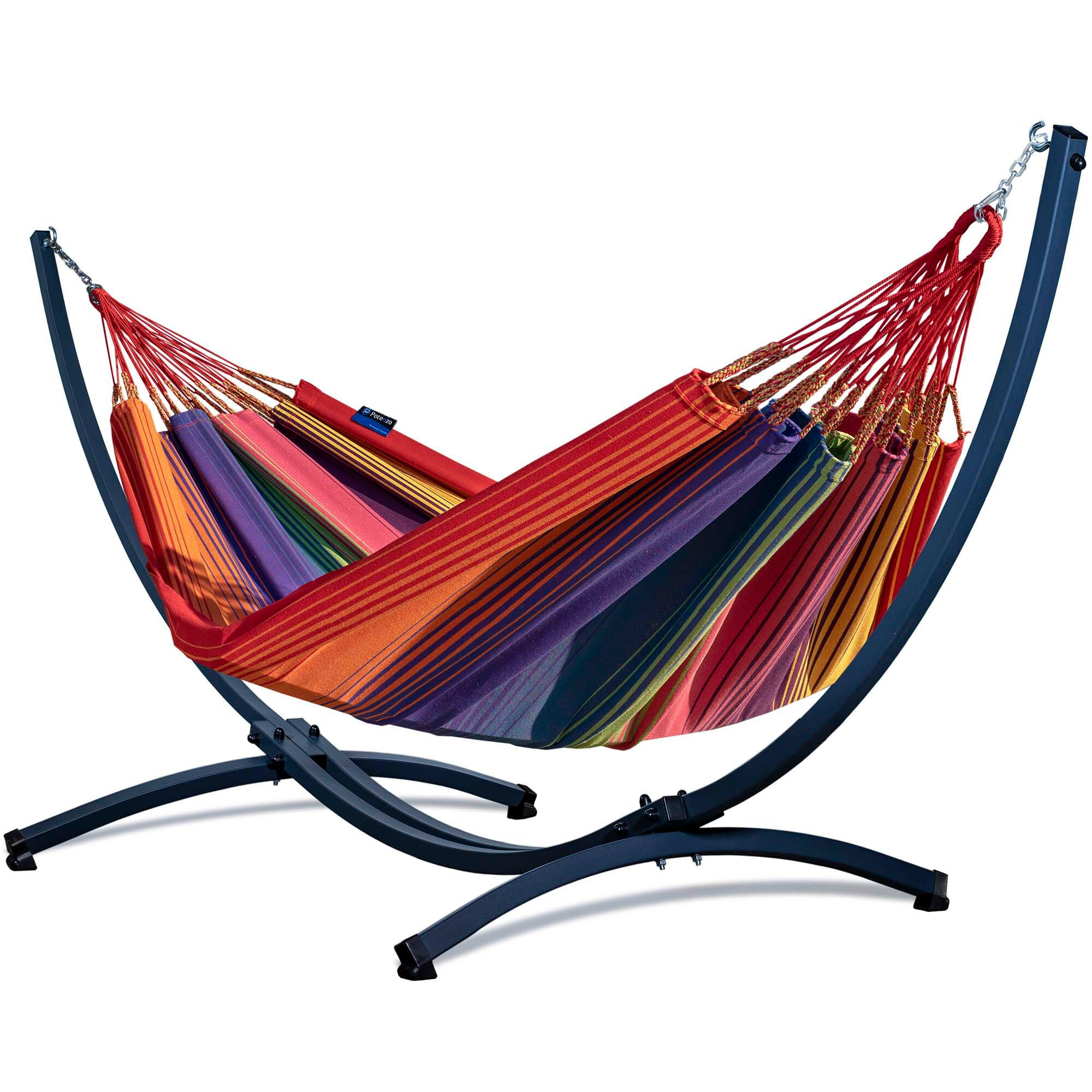 HÄNGEMATTE mit Gestell, 2 Personen, XXL, 200 kg, Metall, Arriba Bunt, einfache Montage - Multicolor, Metall (370/130/120cm) - Potenza