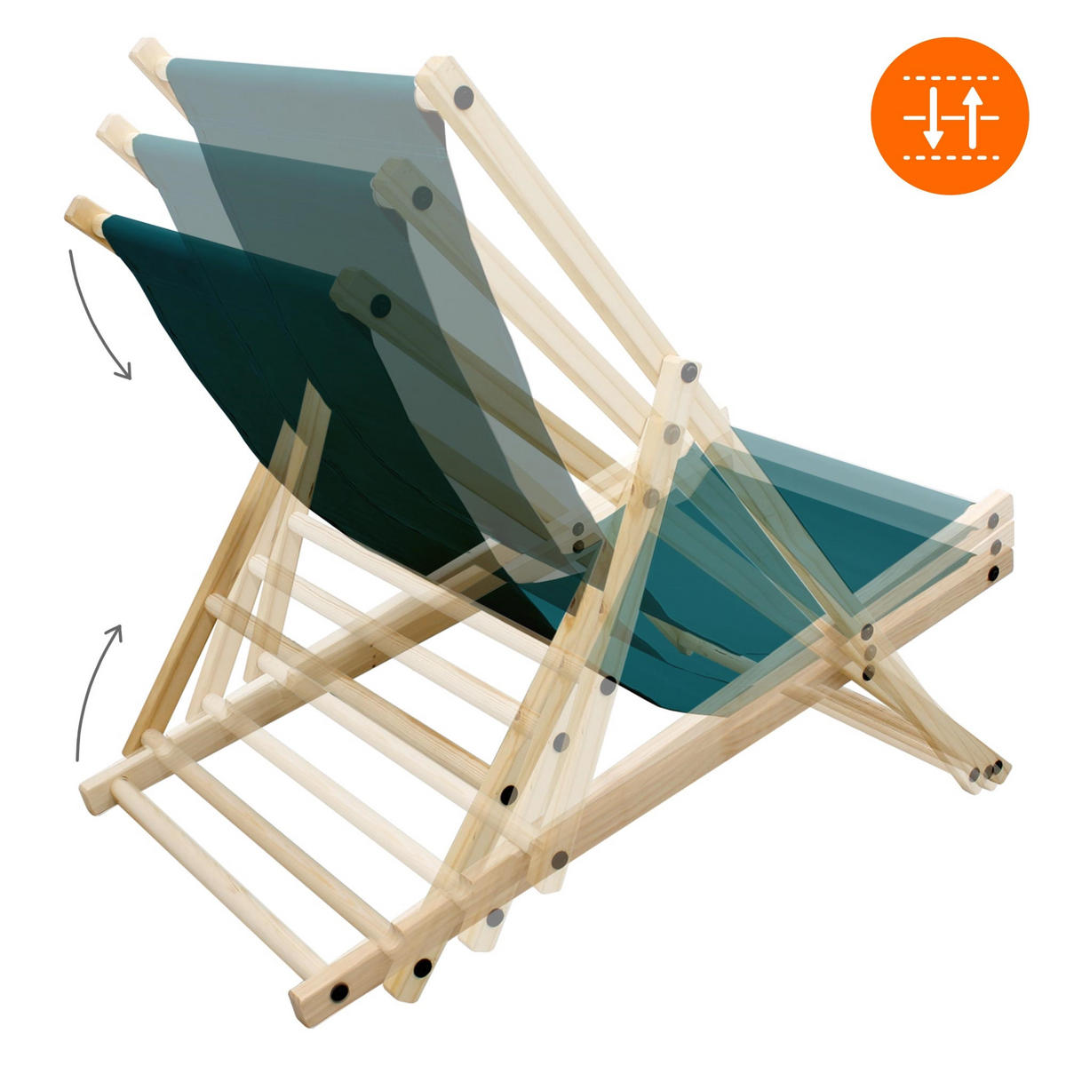 STRANDLIEGE 2er Set - Dunkelgrün, Holz (52/83/117cm) - ECD-Germany