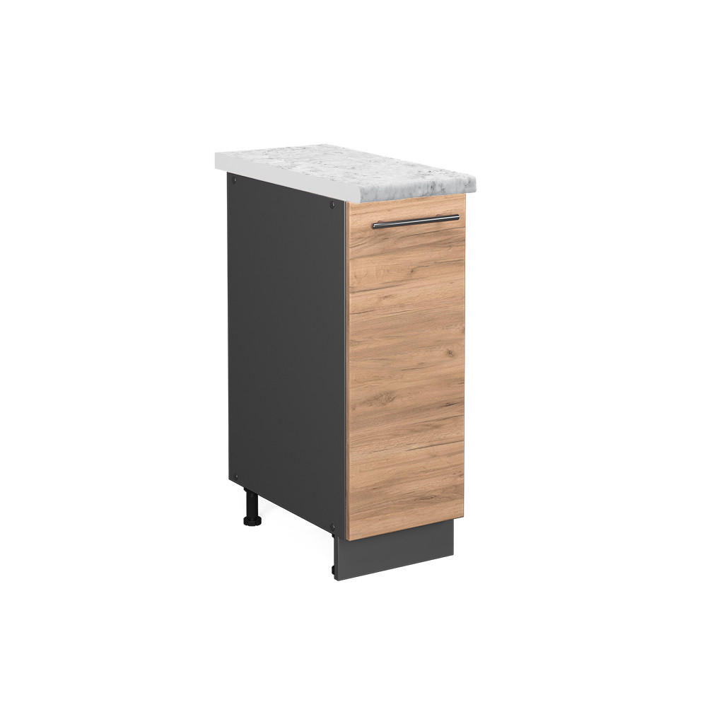 APOTHEKERUNTERSCHRANK Fame-Line Goldkraft Eiche 30 cm, AP Marmor - Honigeiche/Anthrazit, Holzwerkstoff (30/82/60cm) - Vicco