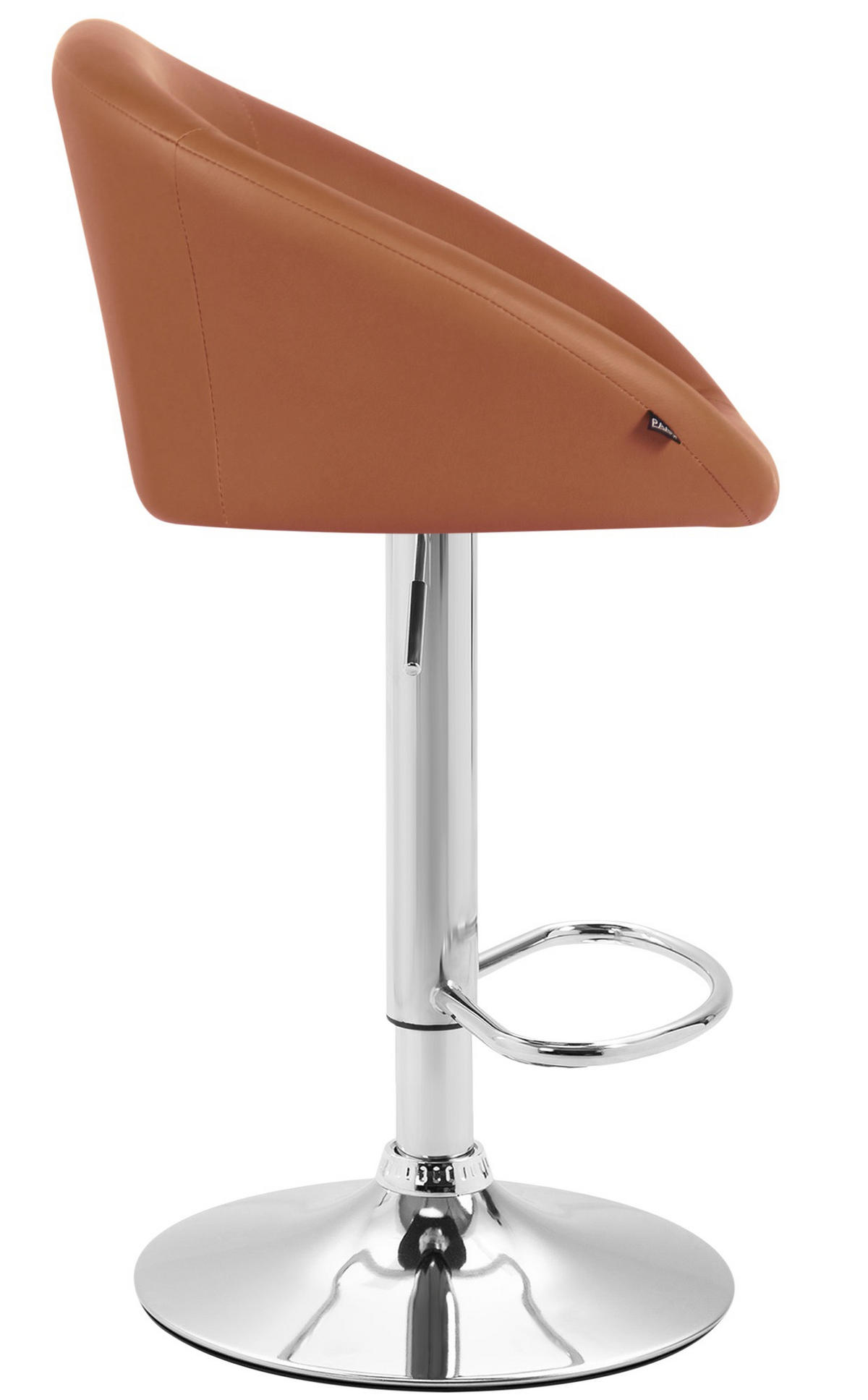 BARHOCKER Lederlook hellbraun - Hellbraun/Chromfarben, Textil/Metall (55/86/51cm) - CLP