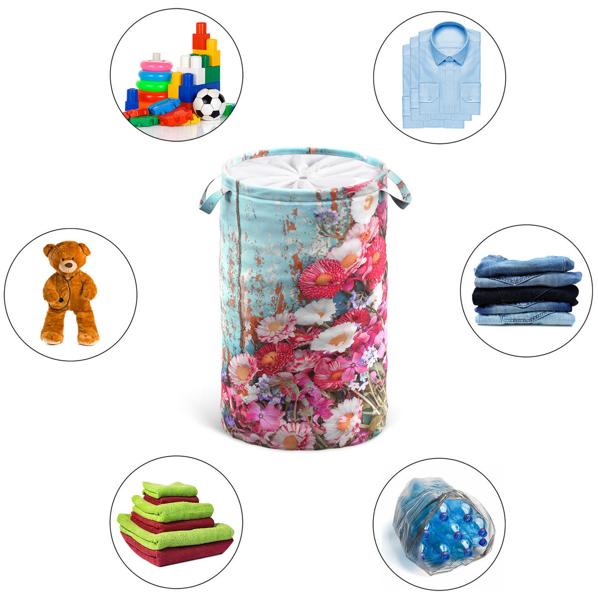 WÄSCHEKORB Spring - Pink, Textil (37/55/55cm) - Sanilo