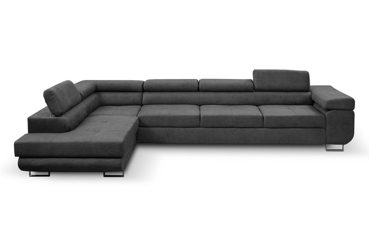 ECKSOFA Marlene IV L-Form mit verstellbaren Kopfstützen Schlaffunktion Bettkasten 347 cm links grau - Dunkelgrau, Kunststoff (347/202cm) - Margaret Hadas24