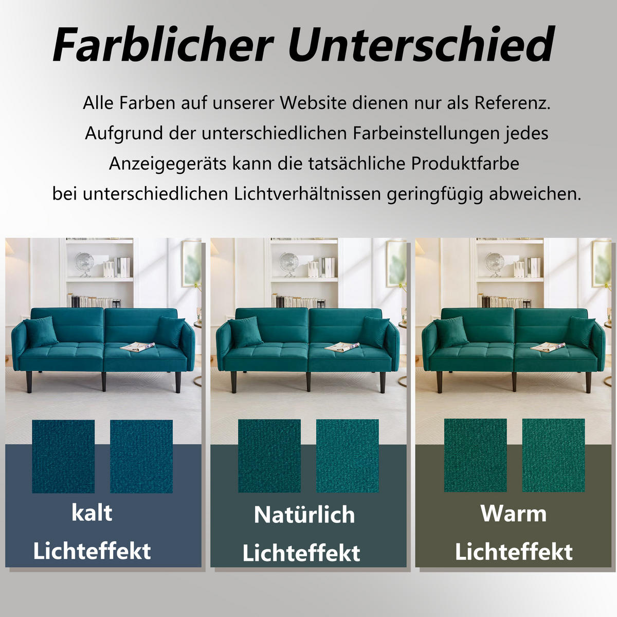 SCHLAFSOFA Samtbezug mit verstellbaren Rückenlehnen und klappbaren Armlehnen Antik Blaugrün 176/78/76 cm - Grün, Textil (78/76/176cm) - Redom