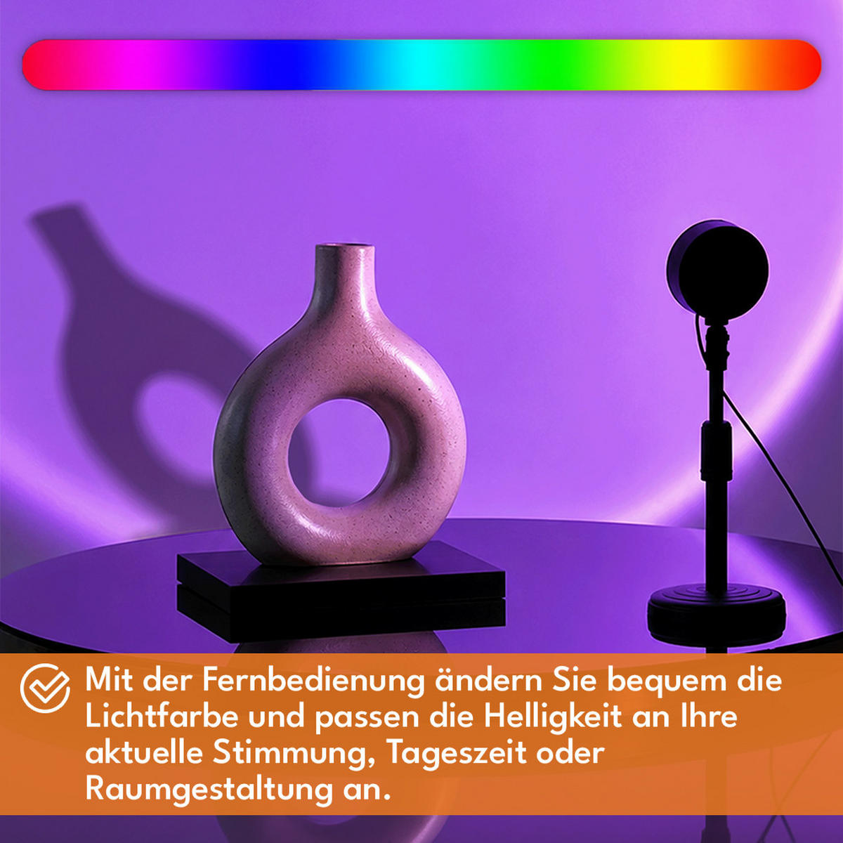 LAMPE Sonnenuntergang, Sunset Lamp - Schwarz, Kunststoff (5/5/10cm) - KRUMAD
