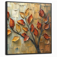 LEINWAND Bilder mit Rahmen - Baum - Abstrakt - Natur - Kunst - 90x90 - Goldfarben, Textil (90/90cm) - MuchoWow