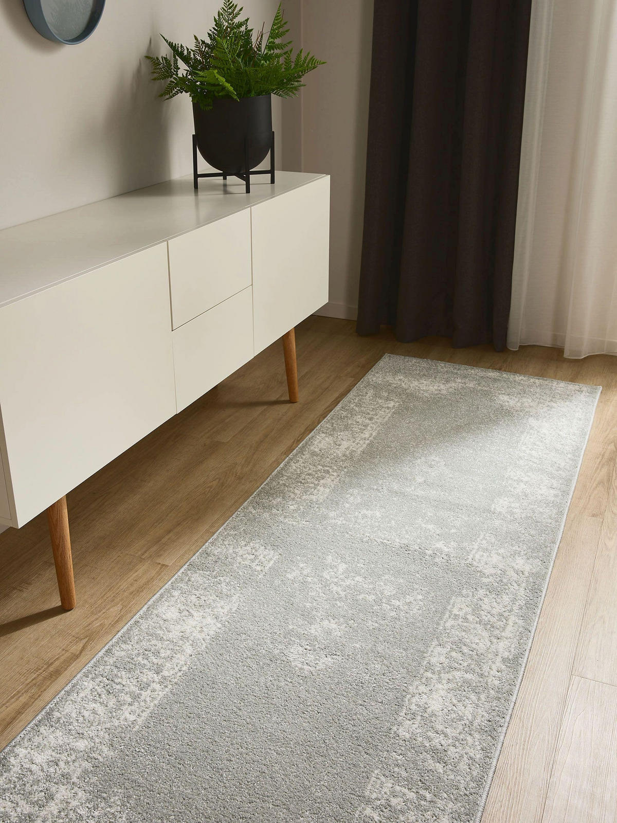 VINTAGE-LÄUFER Sia 80/240 cm - Taupe, Kunststoff (80/240cm) - benuta