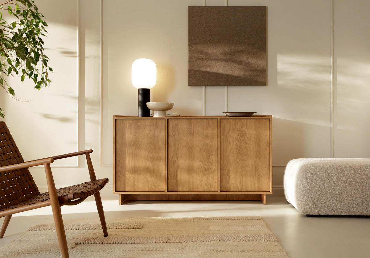 SIDEBOARD YARKER KOM1 Eiche - Eichefarben, Glas/Holzwerkstoff (147/82/39cm) - Komodee