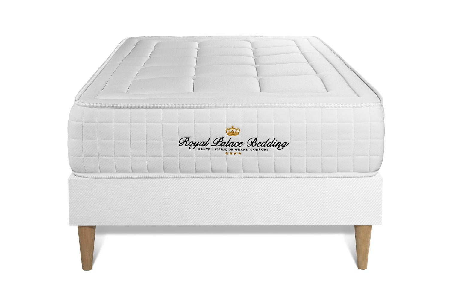 BETT Balmoral Memory-Schaum 90 x 200 cm h3 - Kit Bettgestell Weiß - Beige/Weiß, Holz (90/200cm) - ROYAL PALACE BEDDING
