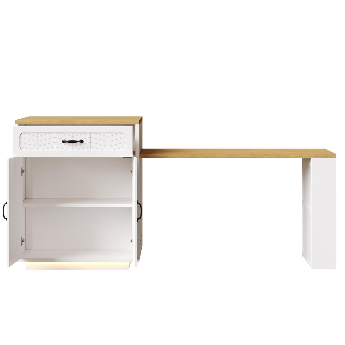 KÜCHENINSEL 80/70/95,5 cm weiß aus MDF mit Ausziehtisch - Weiß, Holzwerkstoff (80/95.5/70cm) - OKWISH
