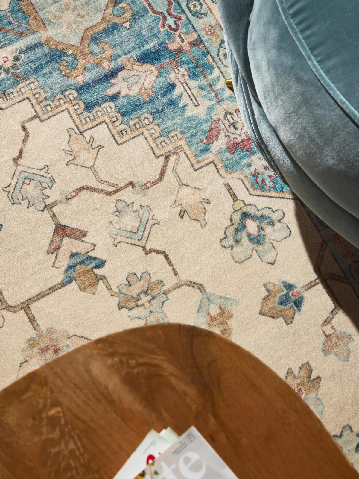 VINTAGE-TEPPICH Miray waschbar 200/300 cm - Blau/Multicolor, Kunststoff (200/300cm) - benuta Nest