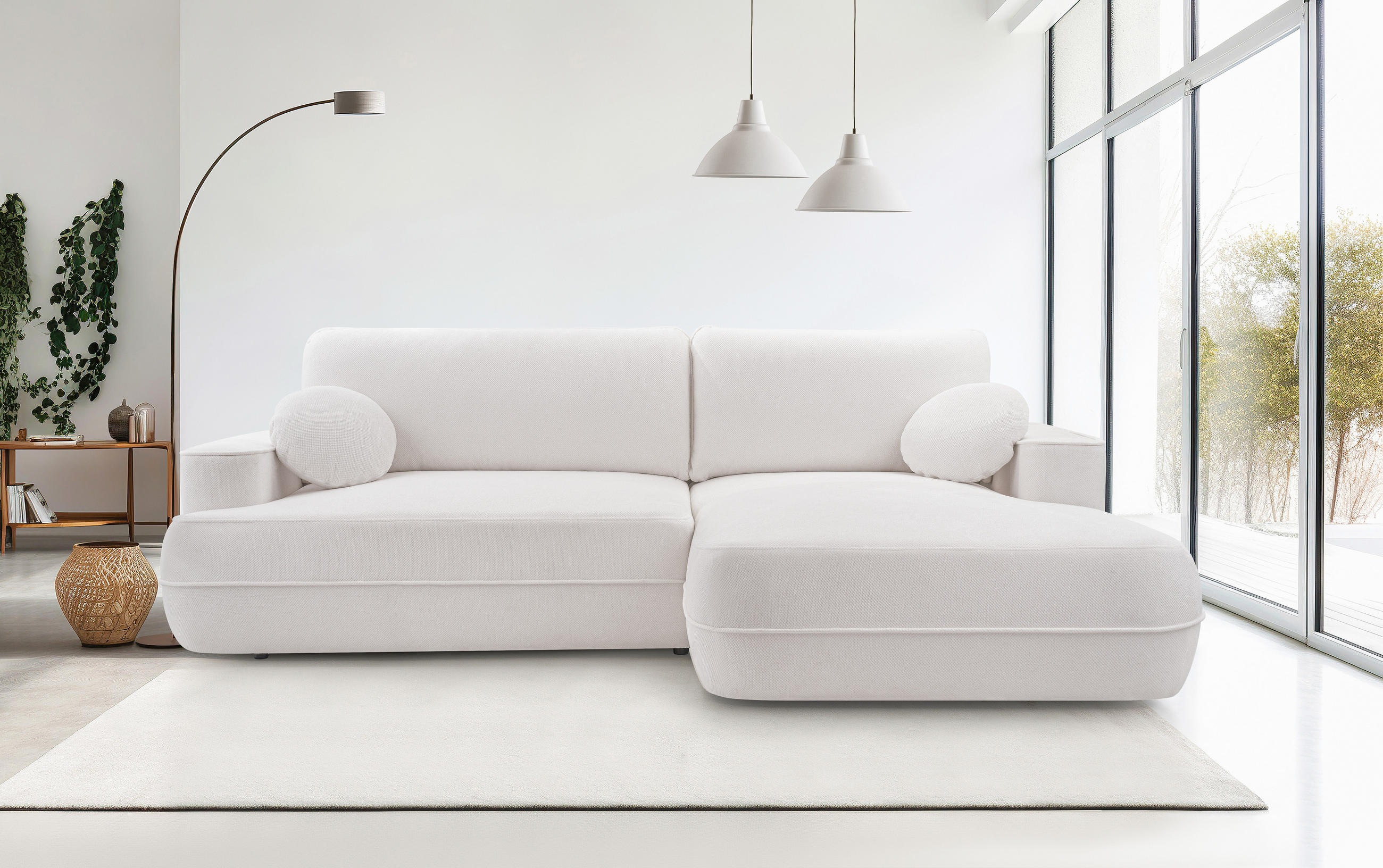 ECKSOFA FUGO Boucle Blau L - Rechts - Blau/Schwarz, Kunststoff/Textil (260/168cm) - Luxkor24