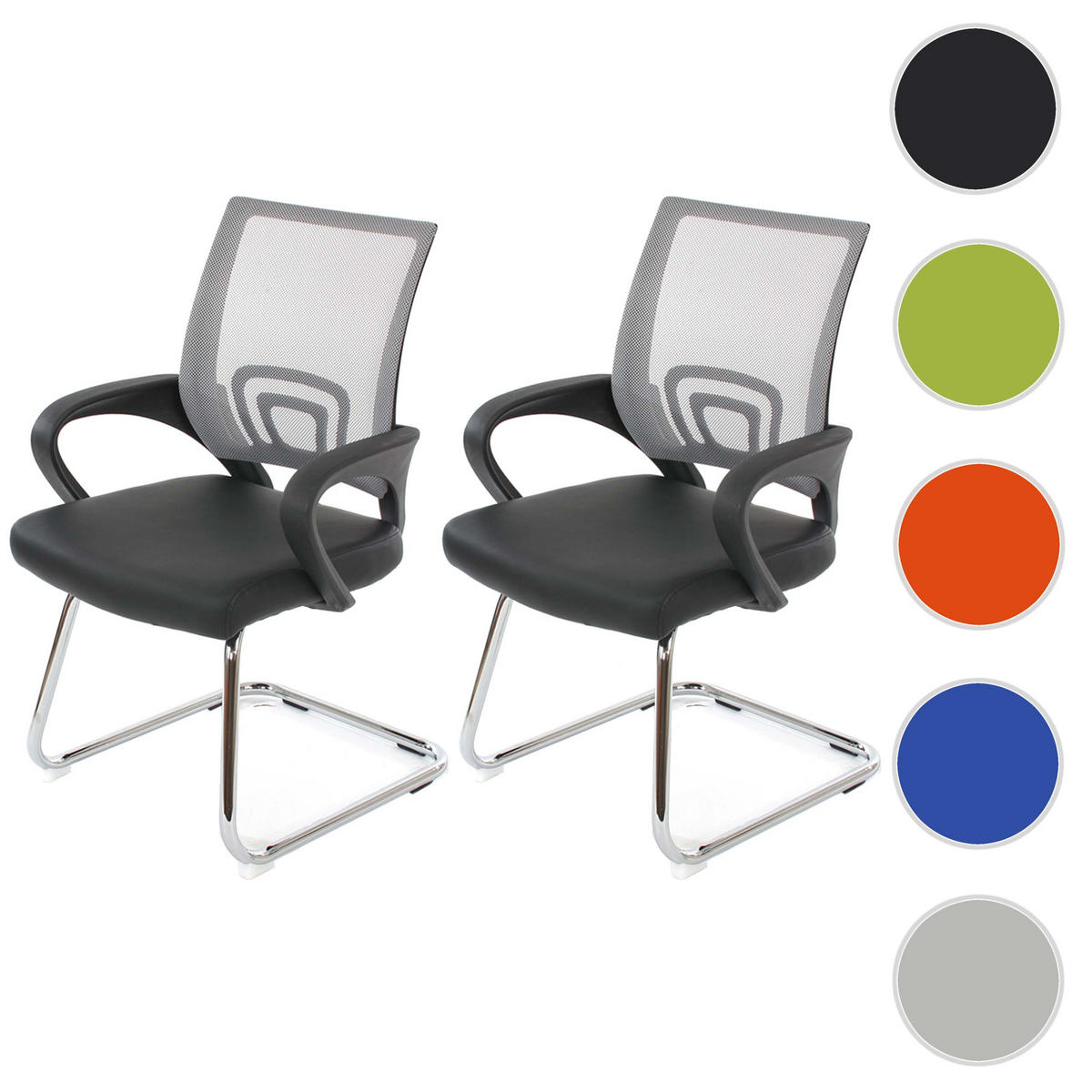 KONFERENZSTUHL Grau 2er-Set - Grau, Textil (57/92/59cm) - MCW
