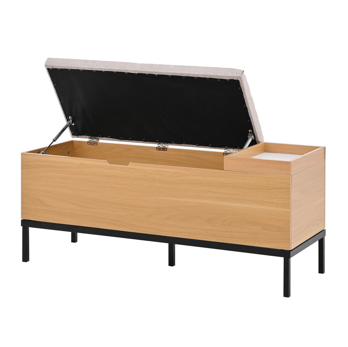 SCHUHBANK 115/49,5/40 cm natural mit Stauraum und hochwertiger Polsterung - Naturfarben, Holzwerkstoff (115/40/49.5cm) - OKWISH