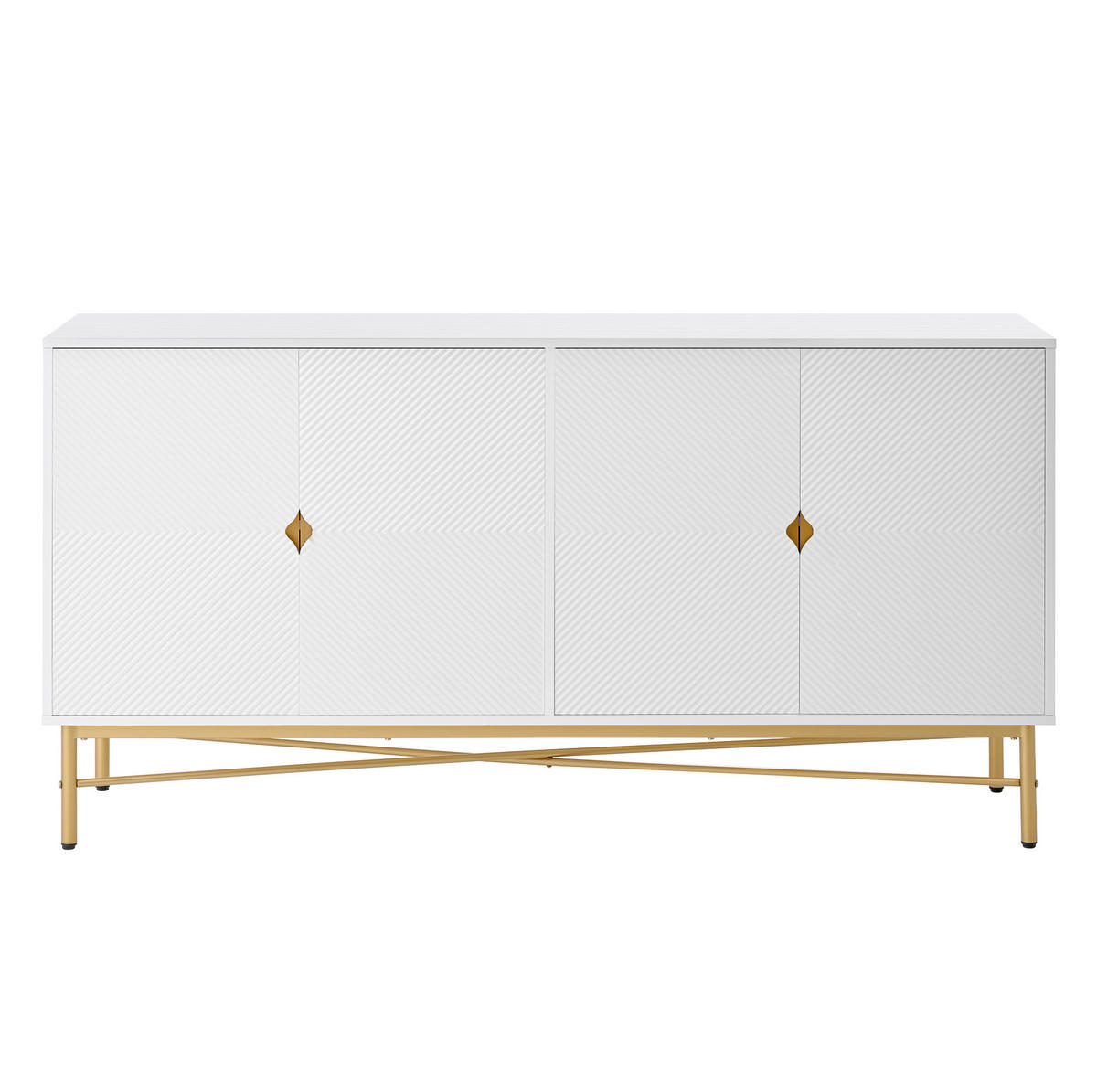 SIDEBOARD aus MDF und Spanplatte 160x40x82 cm Weiß mit 4 Türen und Soft-Close-Funktion - Weiß, Holzwerkstoff (160/82/40cm) - IVMEU