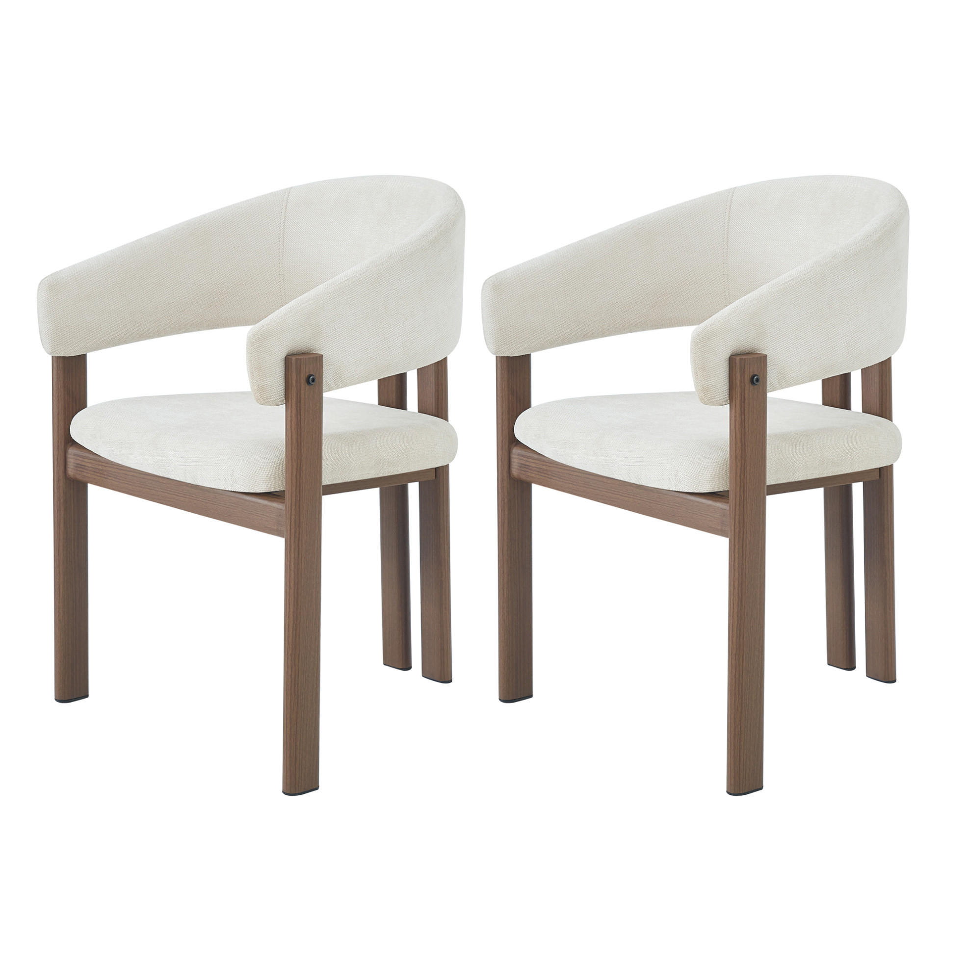 ESSZIMMERSTUHL 2er-Set mit Armlehnen Walnuss/Beige - Walnussfarben, Holz (52.5/83/61.5cm) - Meubliv