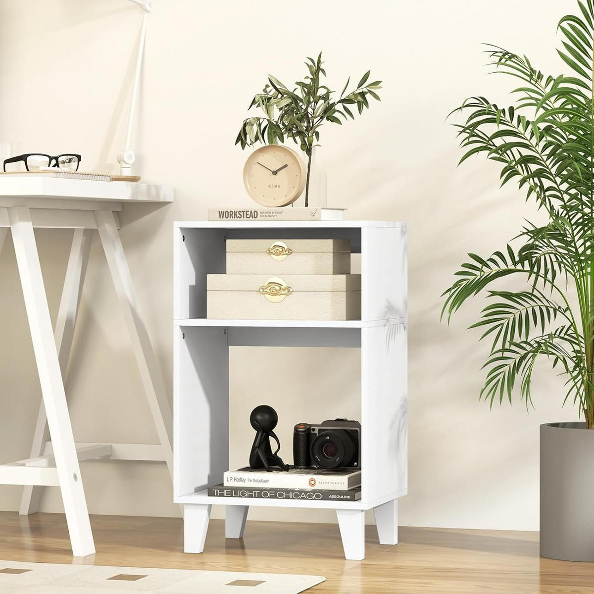 BEISTELLTISCH 65cm Weiß - Weiß, Holz (40/30/65cm) - COSTWAY
