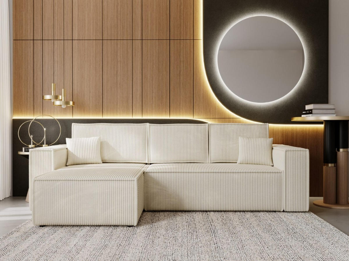 ECKSOFA Prato Beige Links - Beige/Schwarz, Holz/Kunststoff (170/280cm) - Graingold