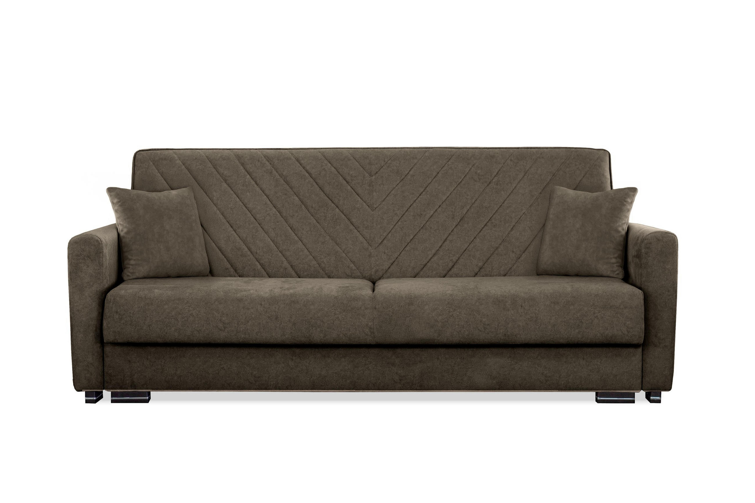 SOFA Vera Braun, mit Schlaffunktion und Bettzeugablage - Braun, Holzwerkstoff (227/95/100cm) - Bettso