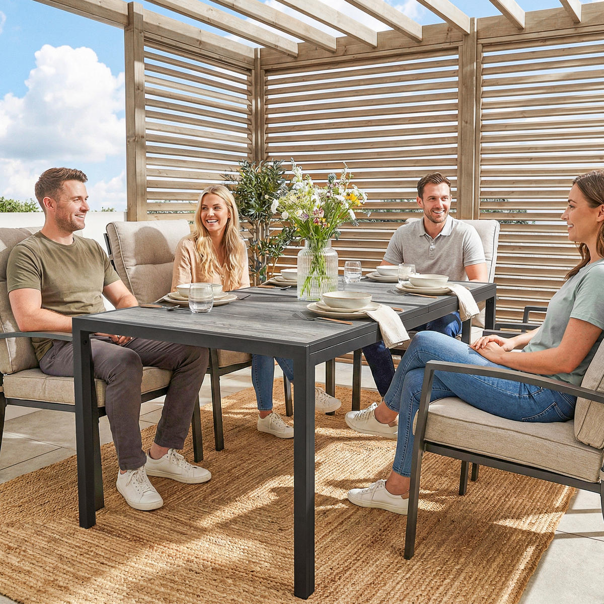 GARTENTISCH DE-14230 150x80 cm Holzoptik Grau - Grau, Metall (150/80/74cm) - ComfortXL