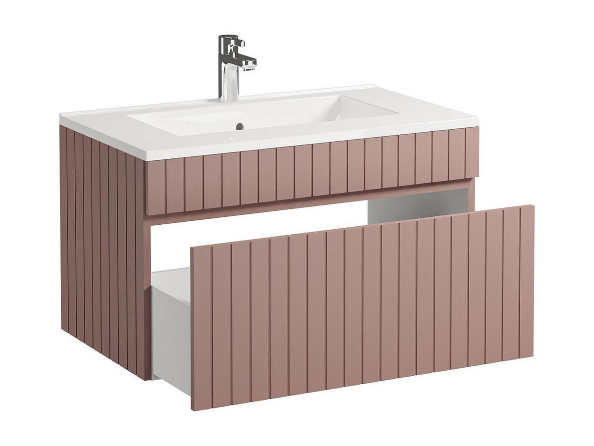 EINZELWASCHTISCH - 80cm x 46cm - MDF - puderrosa - SATARA - Pink, Holz (80/46/46cm) - Vente-Unique