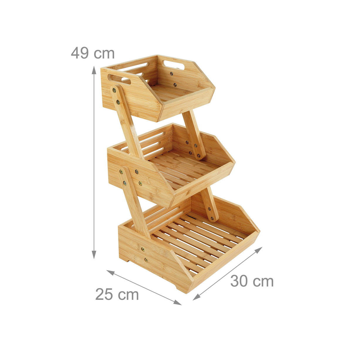 OBSTETAGERE - Hellbraun, Holz (49cm) - Relaxdays
