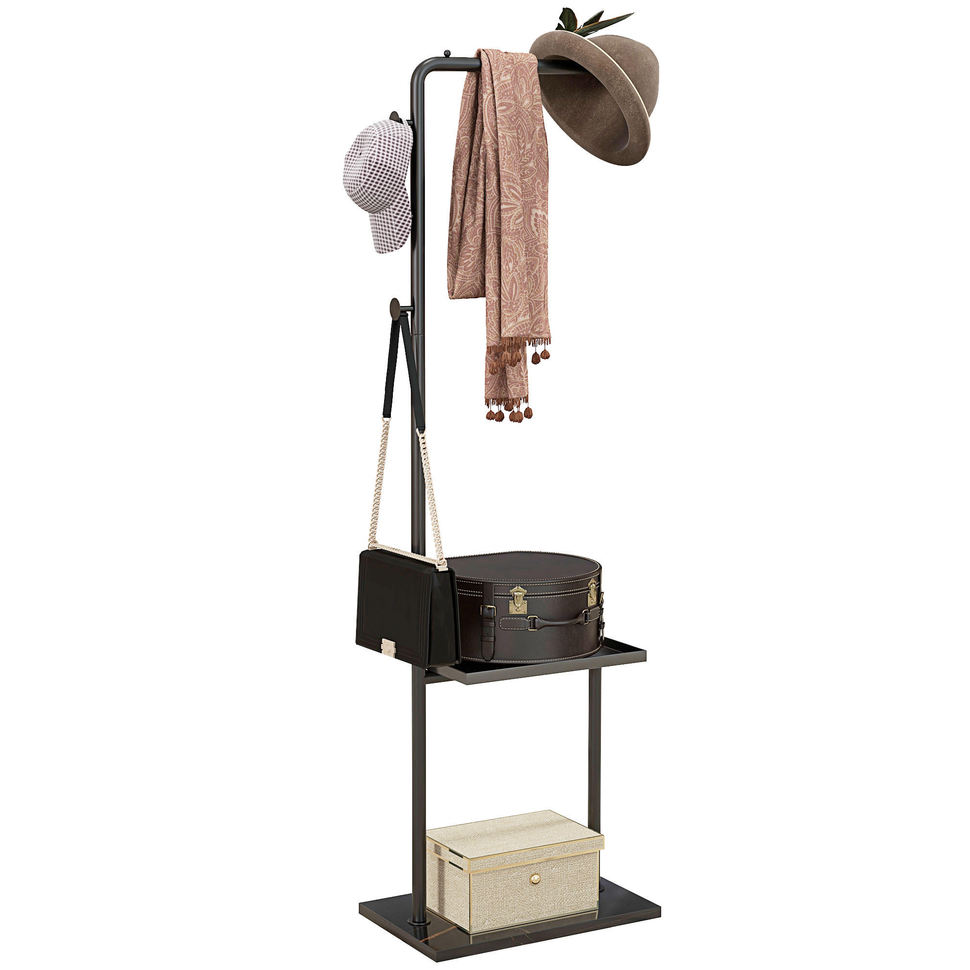 GARDEROBENSTÄNDER - Schwarz, Metall (28/148/45cm) - HOMCOM